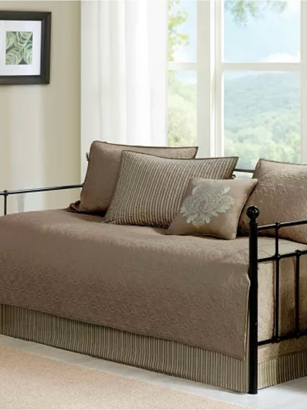 Classic Taupe Reversible Daybed Cover Set - Elegant Home Bedding